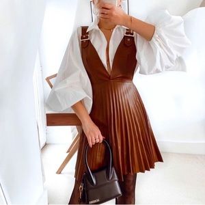 NWT Zara faux leather pinafore dress